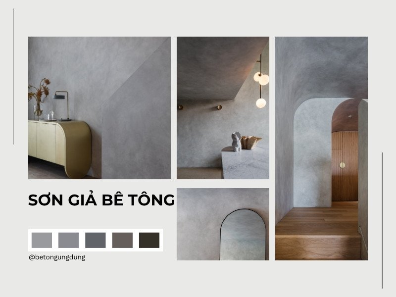 Map sơn giả bê tông mô phỏng bề mặt trên thiết kế, giúp dễ dàng lựa chọn vật liệu